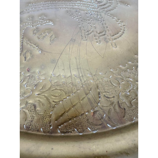 Vintage Brass Turkish Coffee Serving Tray With Carry Handle For Sale - Image 10 of 11