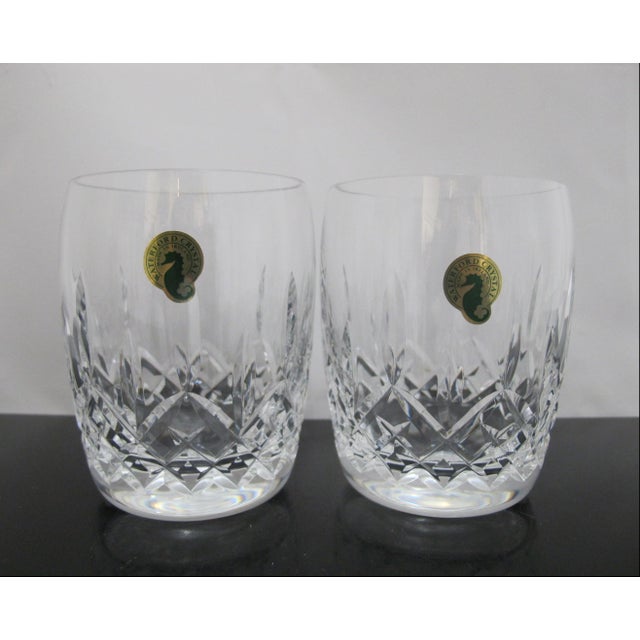 Hollywood Regency Waterford Crystal Lismore Double Old Fashioned Glass Set of 4 Original Box For Sale - Image 3 of 9
