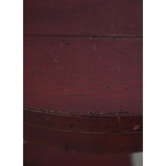 Round Red Painted Primitive Side Table For Sale In Philadelphia - Image 6 of 12