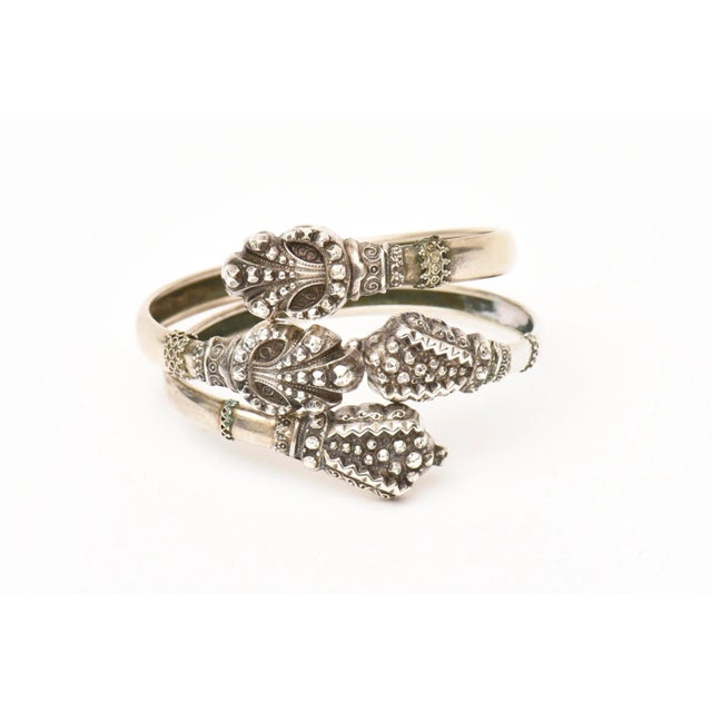 Modern Vintage Part Sterling Silver Wrap Beaded Bracelets Pair Of For Sale - Image 3 of 10