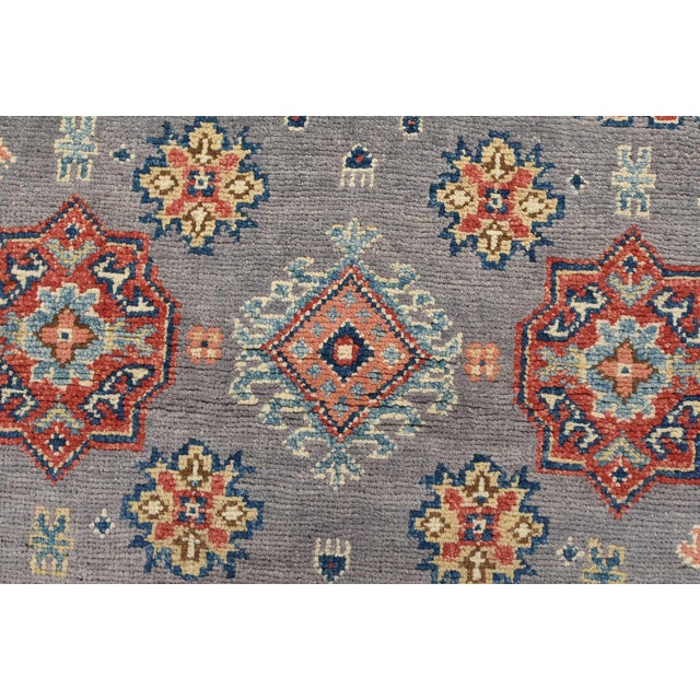 Textile Kazak Rug 2’11” X 4’11” Gray Wool Tribal Hand-Knotted Oriental Carpet For Sale - Image 7 of 12