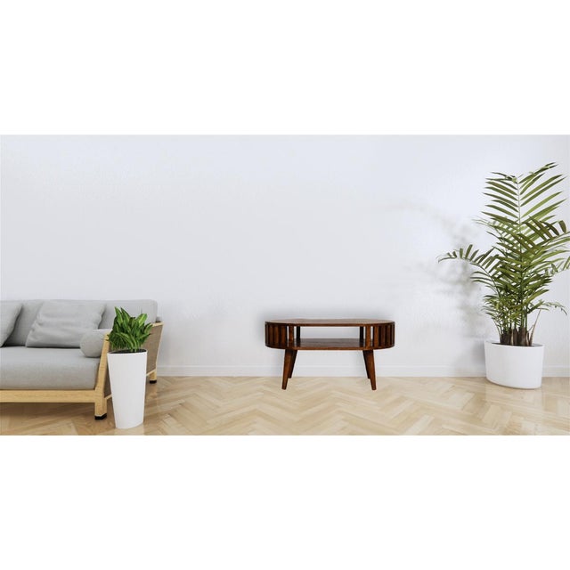 Chestnut Chestnut-Finish Mango Wood Japanese-Inspired Coffee Table For Sale - Image 8 of 8