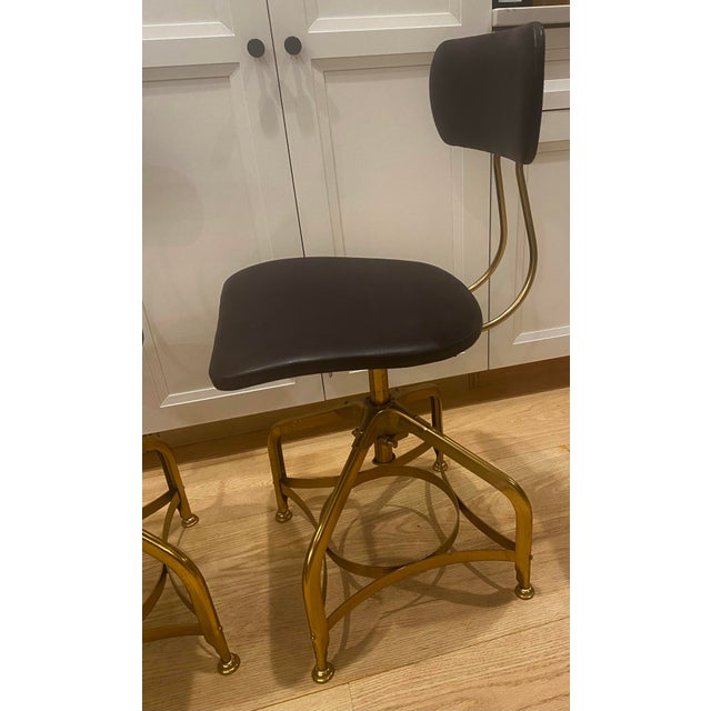 Industrial Restoration Hardware 1940’s Style Vintage Toledo Bar Stools- Set of 2 For Sale - Image 3 of 11