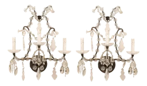Mid 20th Century Italian Crystal Sconces - a Pair