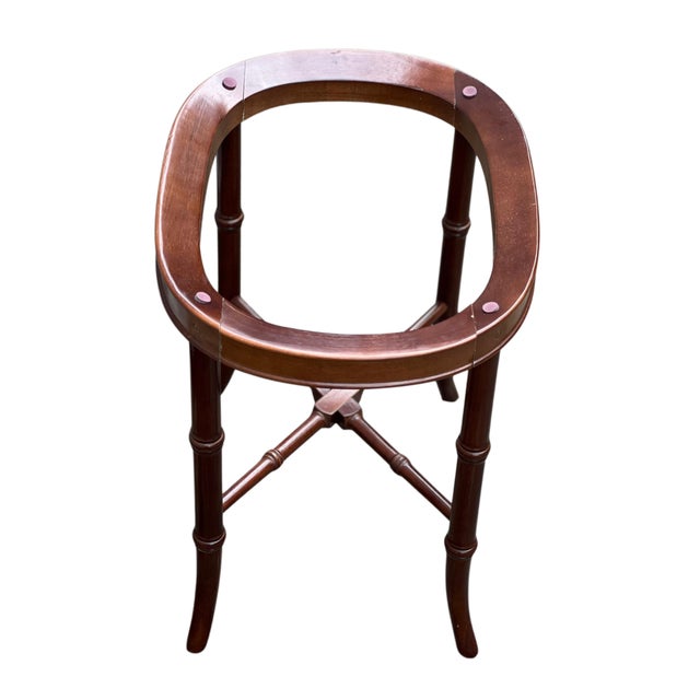 Wood 1980s Chinoiserie Platter on Faux Bamboo Stand For Sale - Image 7 of 16