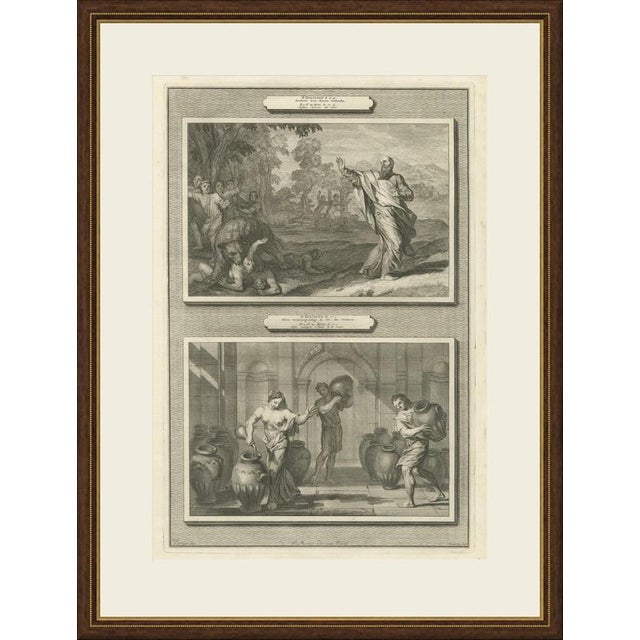 This original copperplate engraving from Pieter Mortier's illustrated Bible, Amsterdam circa 1700, shows two biblical...
