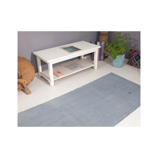 Vintage Stone Blue Kilim Rug - 3`1" X 10`2" For Sale In Los Angeles - Image 6 of 10