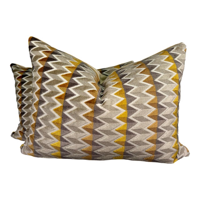 Bailey & Griffin "Eremito Velvet" in Saffron 18"x24" Pillows-a Pair For Sale