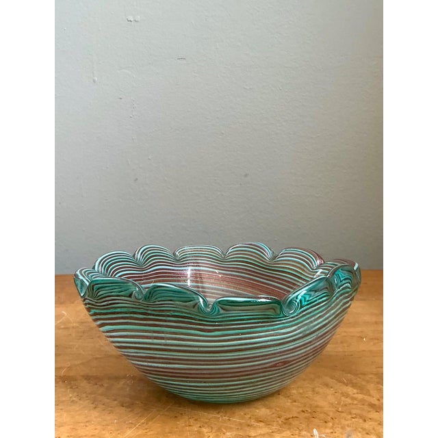 Vintage Murano Striped Glass Bowl For Sale - Image 11 of 12