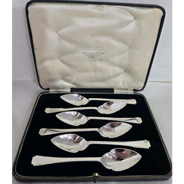 Art Deco Sterling Silver Dessert Fruit Spoons, Sheffield, 1938 For Sale - Image 4 of 18