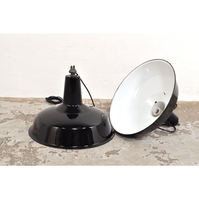 Industrial Industrial Enamel Pendant Lights from Reluma, Belgium, 1950s, Set of 2 For Sale - Image 3 of 11
