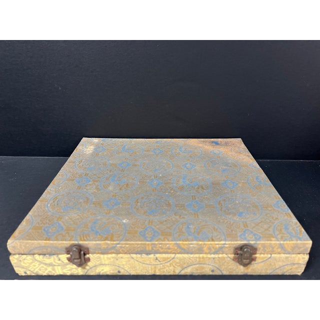 Late 20th Century Chinese Art Carved Archaic Style Puzzled Jade Plaque Dragon Sculpture Display Silk Case For Sale - Image 4 of 7
