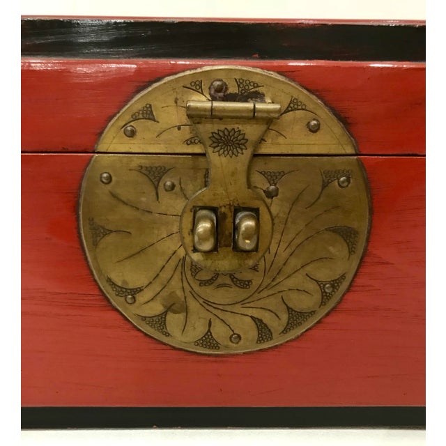Antique Red & Black Lacquered Chinoiserie Chest For Sale - Image 11 of 12