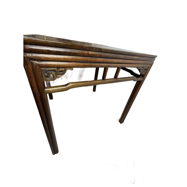 Late 18th Century Chinese Antique Peach Wood Square Table in Ming Dynasty Style For Sale - Image 5 of 11