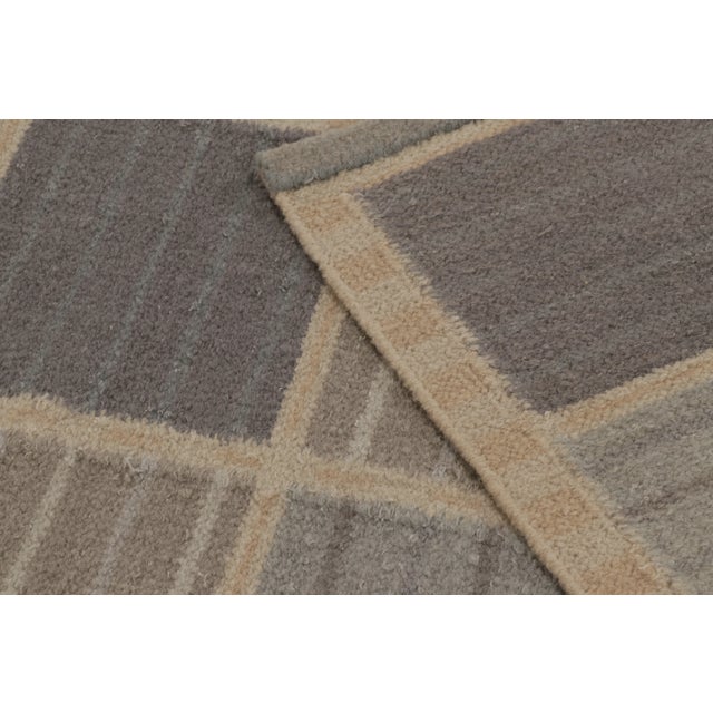Slate Gray Contemporary Scandinavian Style Geometric Wool Rug, by Rug & Kilim, India For Sale - Image 8 of 10