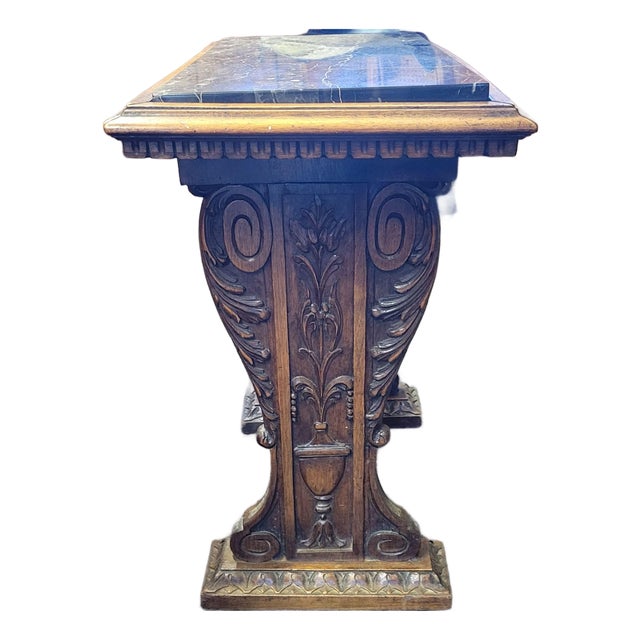 Late 19th Century Italianate Walnut and Black Marble Side Table For Sale