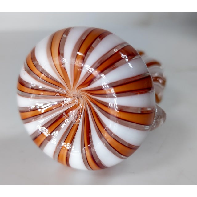 Orange Mid-Century Italian Murano Orange and White Latticino Glass Miniature Vase For Sale - Image 8 of 8