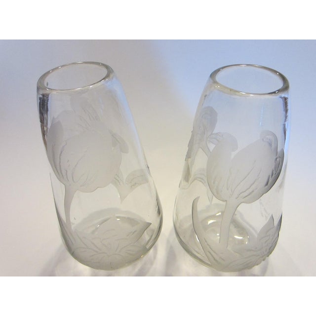 Pair of Early 19th Century Etched Tulips Cameo Glass Vases Signed Legras France For Sale - Image 9 of 17