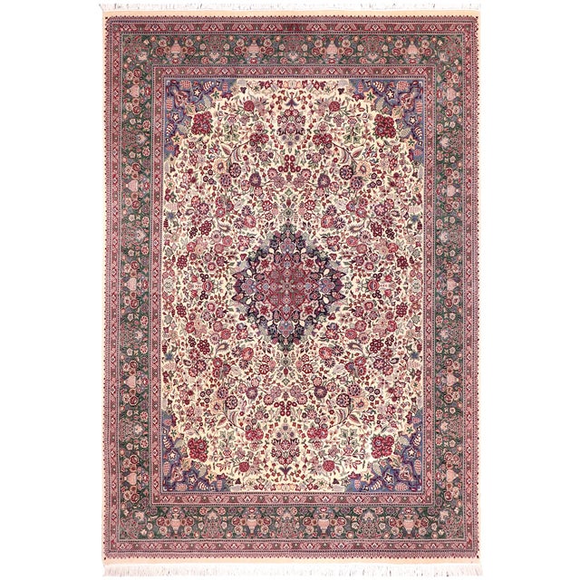 Elegant Traditional Pak-Persian Ivory/Green Wool Rug - 9'1'' X 12'0'' For Sale - Image 9 of 9