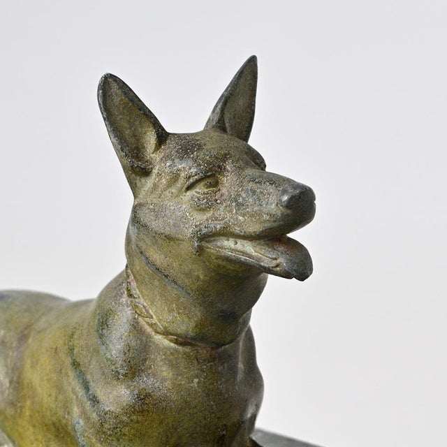 Metal Art Deco Spelter Dog Figurine, 1930s For Sale - Image 7 of 8