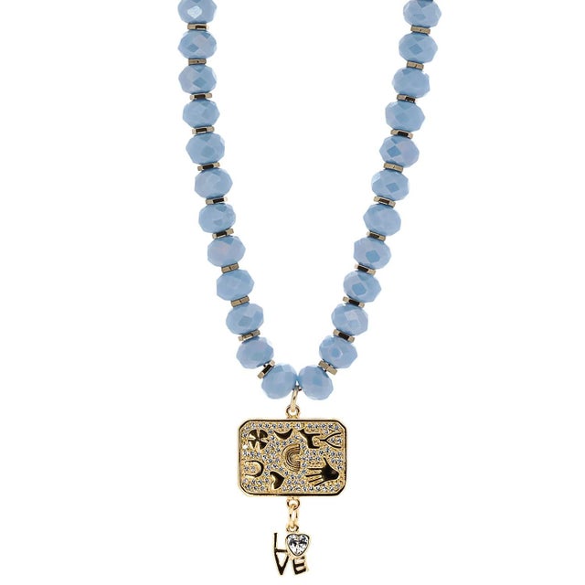 Love Protective Symbols Blue Choker Necklace For Sale - Image 13 of 13