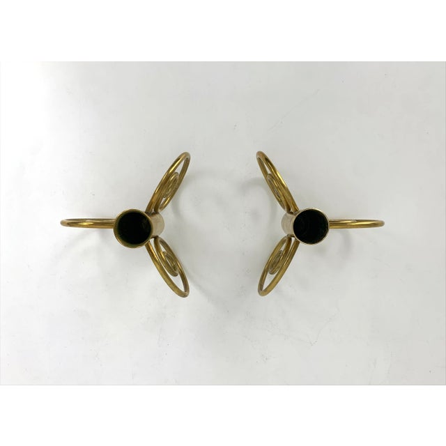 Metal Swedish Modern Brass Candlesticks by Lars Holmström for Svenskt Tenn, Sweden, 1950s, Set of 2 For Sale - Image 7 of 14
