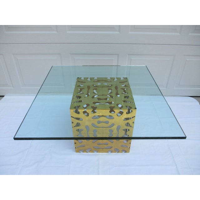 Paul Evans 70's Square Metal and Glass Puzzle Cube Coffee Table -Attributed to TriMark For Sale - Image 4 of 11