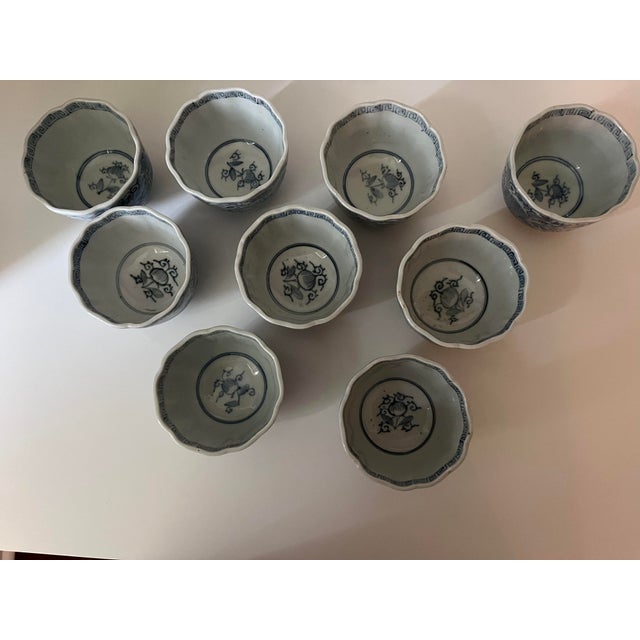 Antique Japanese Blue and White Teacups - Set/Collection of 12 - For Sale - Image 13 of 18
