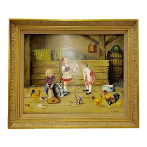 Valentina Wargo Children In Barn Original Painting