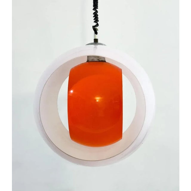 Mid-Century Eclisse Pendant Light in White and Orange Murano Glass, 1960s For Sale - Image 12 of 13