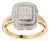 10K Yellow Gold 1/2 cttw Round and Princess Diamond Composite Head and Halo Ring (H-I Color, SI1-SI2 Clarity) - Ring Size 7 For Sale