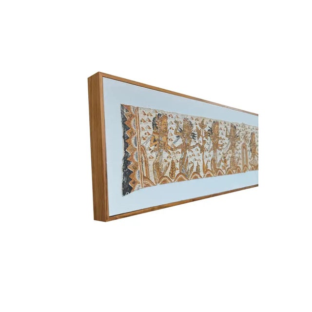Bali Hindu Textile Framed 'Kamasan' Painting, Indonesia C. 1950 For Sale - Image 12 of 14