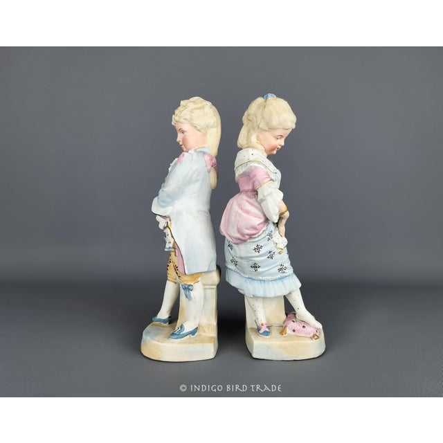 White 1900s Pair of German Bisque Porcelain Cinderella Sculptures For Sale - Image 8 of 11