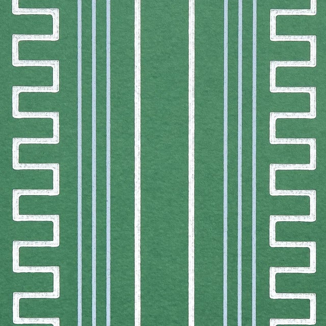 Neoclassical Sample - Schumacher X Mary McDonald Greco Stripe Wallpaper in Green For Sale - Image 3 of 5