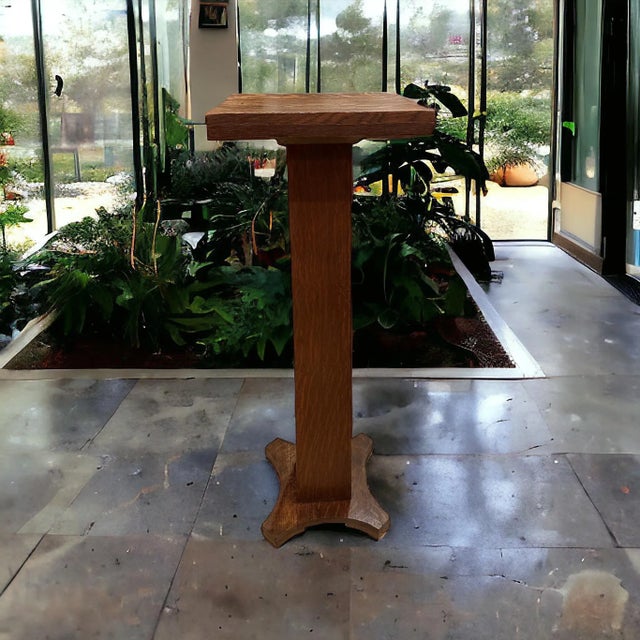 Antique Mission Oak Pedestal Plant Stand For Sale - Image 9 of 11