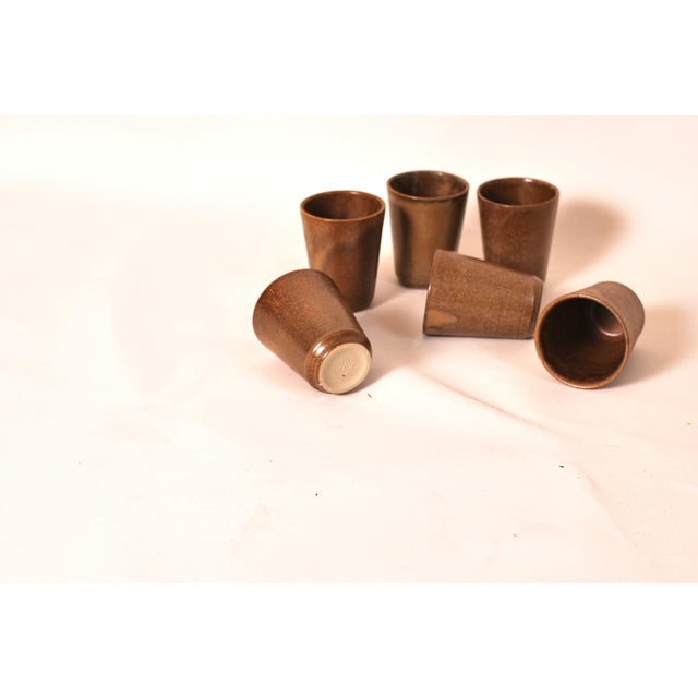 Brutalist Brutalist Stoneware Cups from Digoin, 1970s, Set of 6 For Sale - Image 3 of 7
