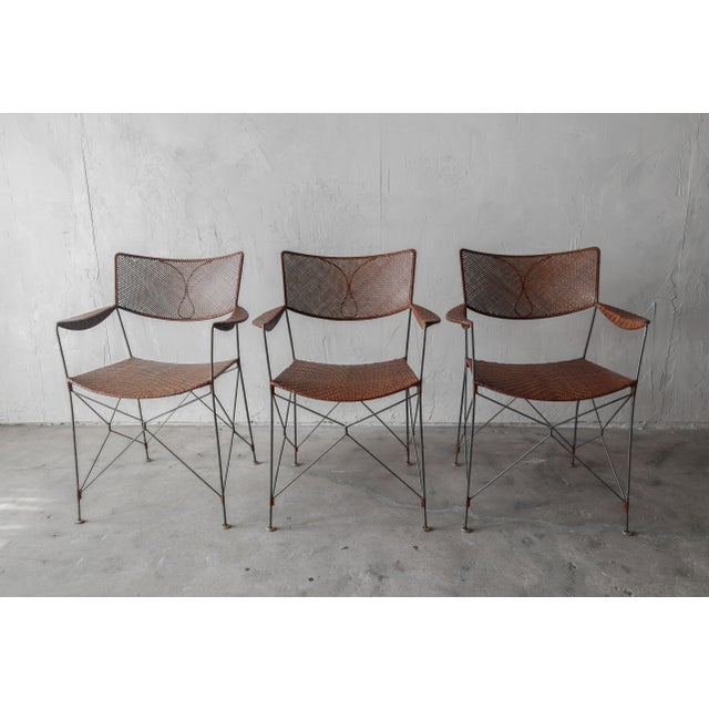 1960s Yuzura Yamakawa Steel Wire and Rattan Dining Set For Sale - Image 5 of 13