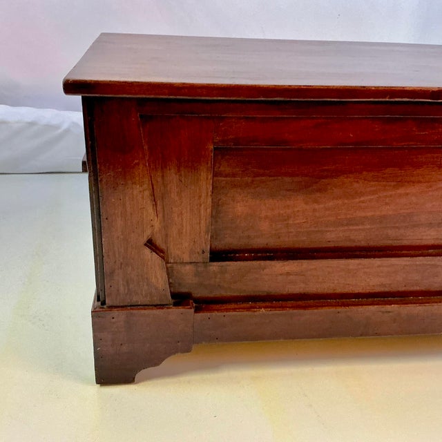 American Early 20th C Antique Folk Art Mission Walnut Storage Blanket Chest, Hand Crafted. For Sale - Image 3 of 15