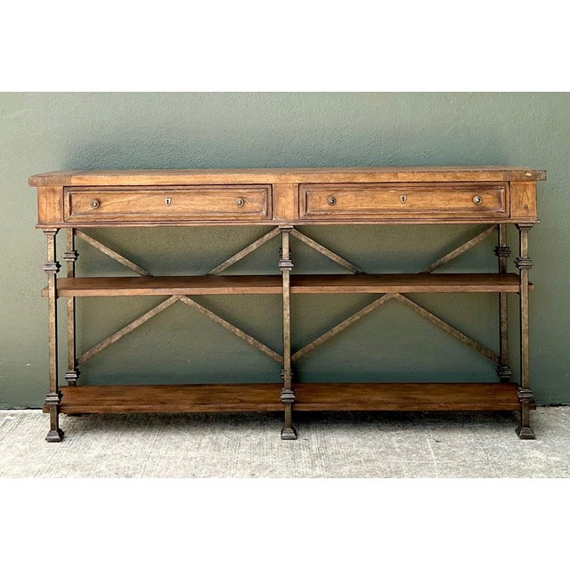 Vintage Stanley Wood and Iron Console Table For Sale - Image 11 of 17