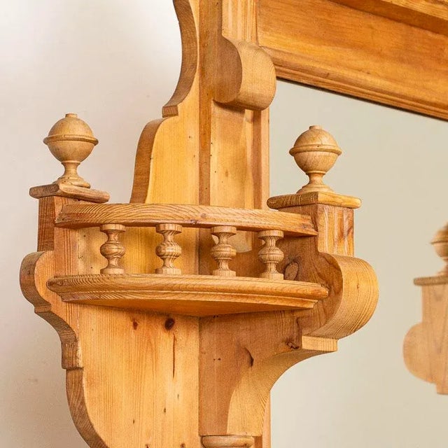 Light Yellow Antique Pine Sideboard Buffet With Mirror For Sale - Image 8 of 11