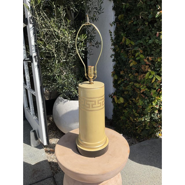 Vintage Greek Key Gold Leaf Column Table Lamp For Sale - Image 4 of 16