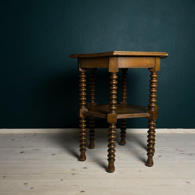 Brown Vintage Hexagonal Walnut Side Table, 1930s For Sale - Image 8 of 18