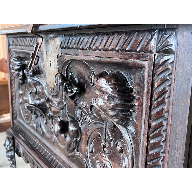 20th Century Spanish Baroque Style Cabinet on Stand, Bargueno or Varqueno For Sale - Image 10 of 12