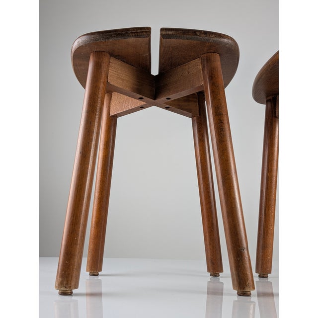 Wooden Stools by Pierre Gautier Delaye, France, 1960s, Set of 2 For Sale - Image 16 of 18