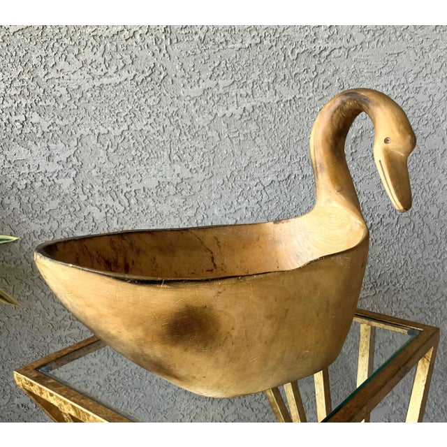 Mid 20th-Century Hand-Hewn Swan-Shaped Decorative Wooden Bowl / Cachepot, Mexico For Sale - Image 16 of 18