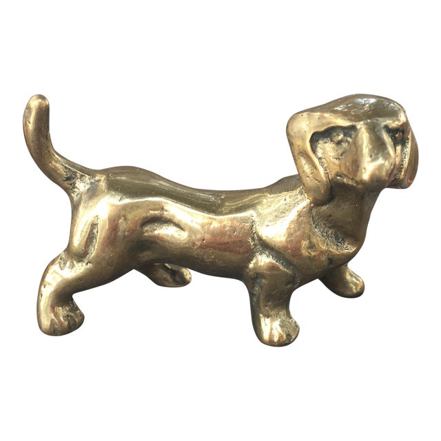 Small Vintage Solid Brass Dachshund Dog Chairish