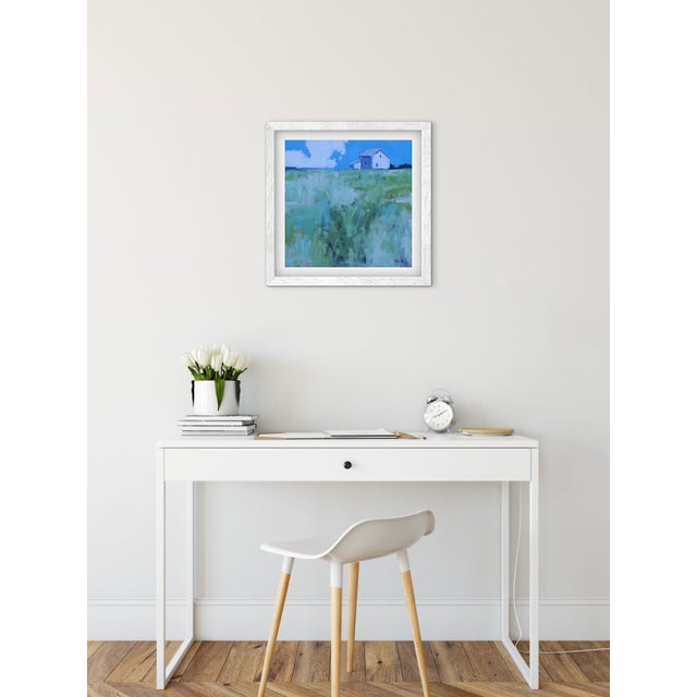 Green White Barn on the Horizon – Contemporary Landscape Oil by L Haas For Sale - Image 8 of 10