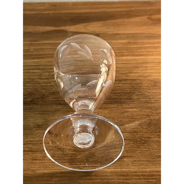 Vintage Etched Leaf Motif Cordial Glasses 3” Tall - Set of 6 For Sale In Orlando - Image 6 of 11