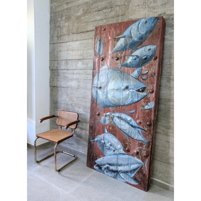 19th Century Spanish Farmhouse Gate with Marine Mural of Tuna For Sale - Image 6 of 18
