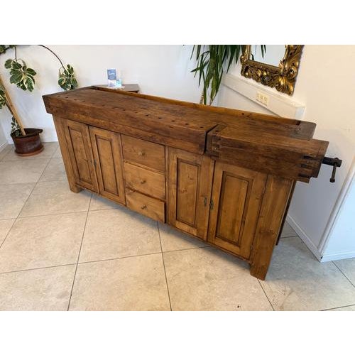 Solid wood workbench, rustic workbench, desk, work table with practical drawers. Dimensions: Height x Width x Depth 96 x...